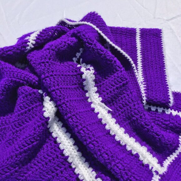 Vtg Crochet Jacket Handmade Granny Sq Cardigan Coatigan CottageCore Boho OOAK - Picture 13 of 16